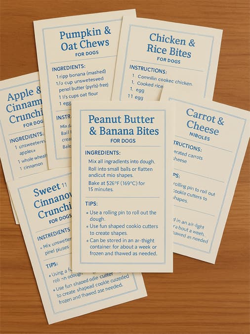 DIGITAL DOWNLOAD: A Set of 10 Dog Treat Recipe Cards